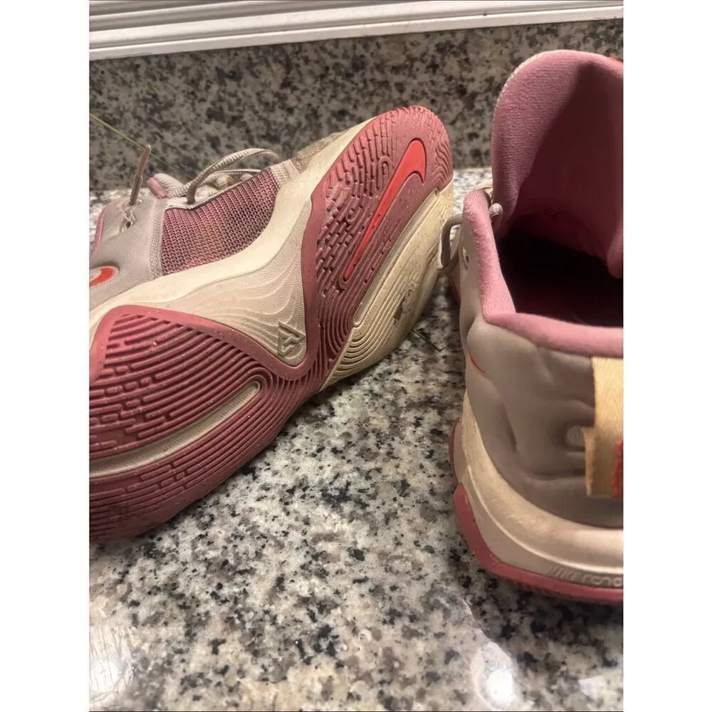 Nike Giannis Immortality 3 Neutral-Tone Athletic Sneakers with Pink Accents